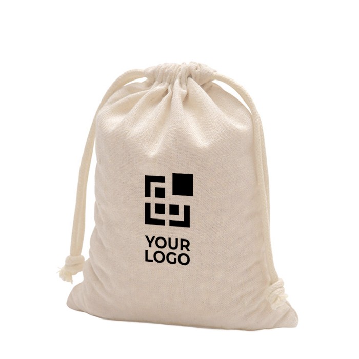 Bolsa de algodón con lazos y asas de transporte 110 g/m2 vista de impresión