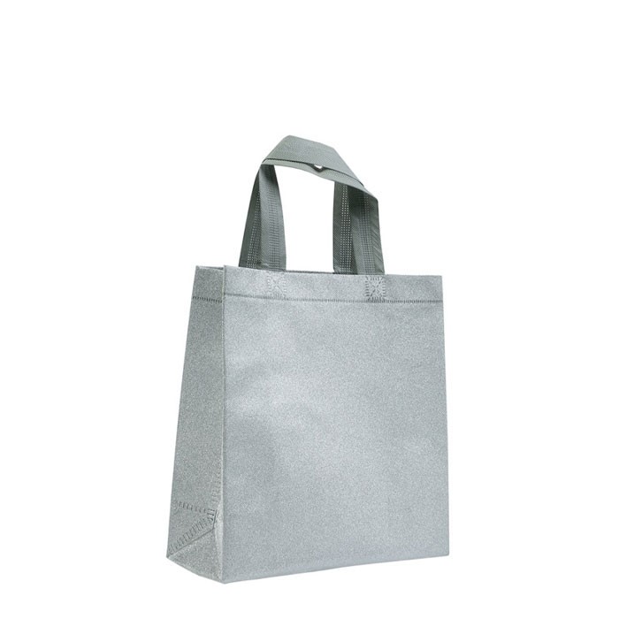 Bolsa de non-woven brillante con purpurina y correas 130 g/m2 vista principal