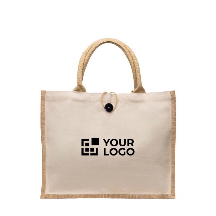 Bolsa de algodón y yute con botón de cierre y asas 310 g/m2 vista principal