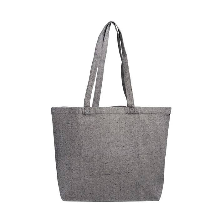 Bolsa grande de algodón reciclado jaspeada con fuelle 280 g/m2 vista principal Bolsa grande de algodón reciclado jaspeada con fuelle 280 g/m2 vista principal