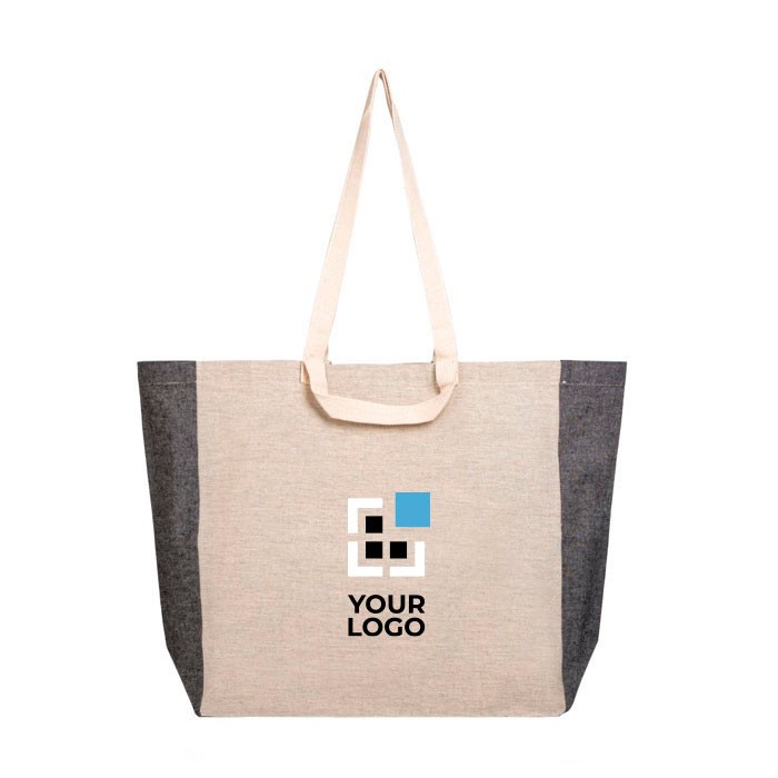 Bolsa de algodón reciclado natural con lateral sombreado 190 g/m2 vista principal Bolsa de algodón reciclado natural con lateral sombreado 190 g/m2 vista principal