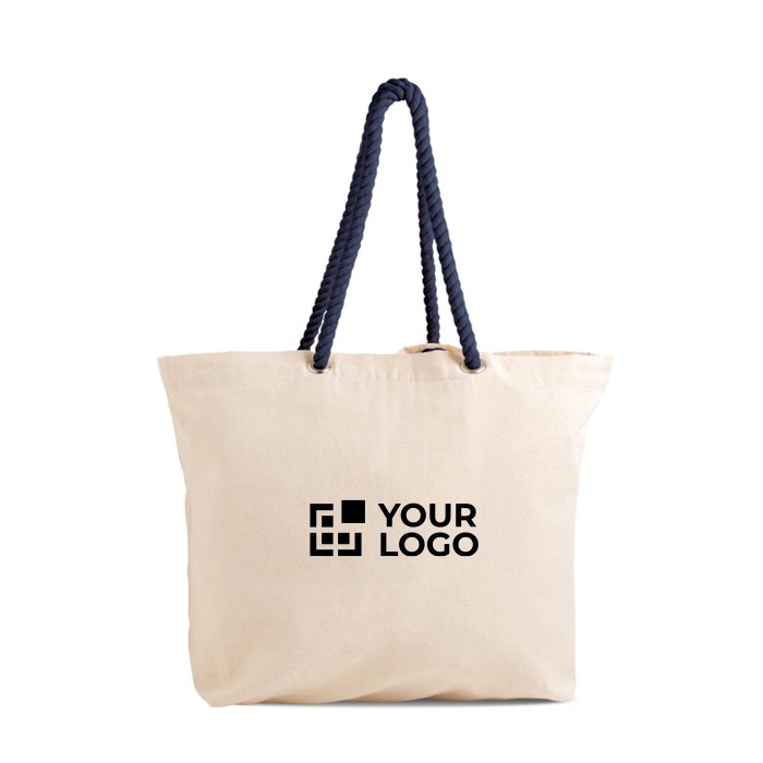 Bolsa de lona grande con asas de cordón ideal para verano 220 g/m2 vista de impresión