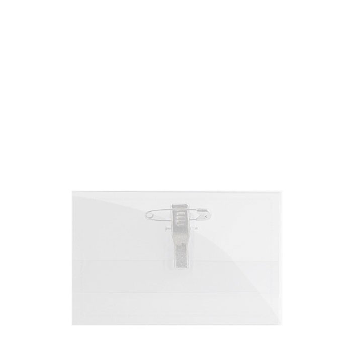 Identificador de plástico transparente con pasador trasero 9x5.5cm vista principal