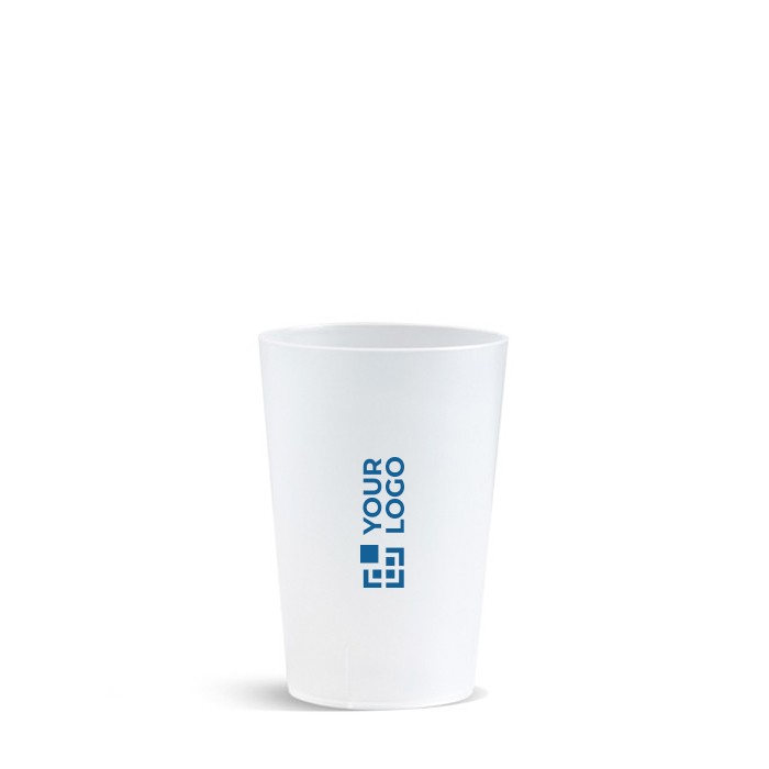Vaso reutilizable de plástico hecho en Europa con capacidad 280ml vista de impresión Vaso reutilizable de plástico hecho en Europa con capacidad 280ml vista de impresión