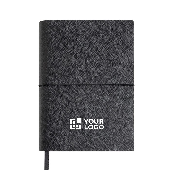 Agenda diaria en español y portugués con cierre elástico tubular A5 vista de impresión Agenda diaria en español y portugués con cierre elástico tubular A5 vista de impresión