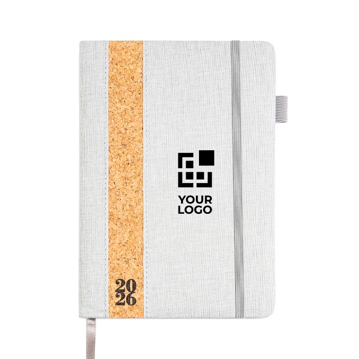 Agenda diaria en español y portugués con funda de lino y corcho A5 vista de impresión Agenda diaria en español y portugués con funda de lino y corcho A5 vista de impresión