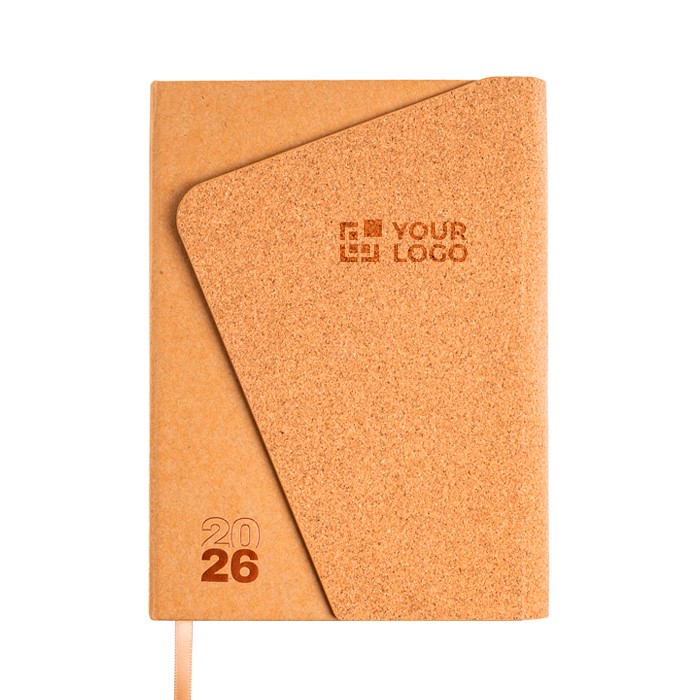 Agenda diaria en español y portugués con tapa de kraft y corcho A5 vista de impresión Agenda diaria en español y portugués con tapa de kraft y corcho A5 vista de impresión