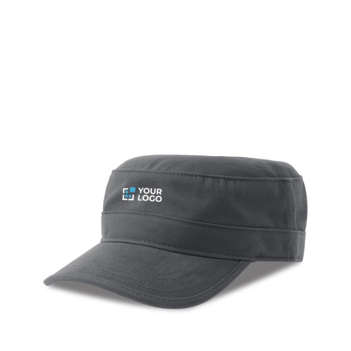 Gorra de algodón tipo militar con visera y cierre velcro 280 g/m2 vista de impresión Gorra de algodón tipo militar con visera y cierre velcro 280 g/m2 vista de impresión