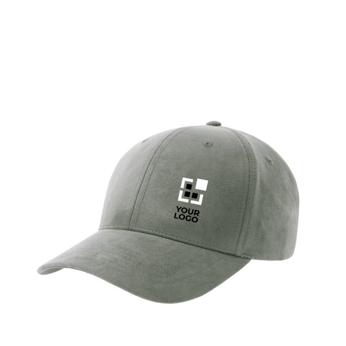 Gorra de poliéster reciclado aterciopelada de 6 paneles 135 g/m2 vista de impresión