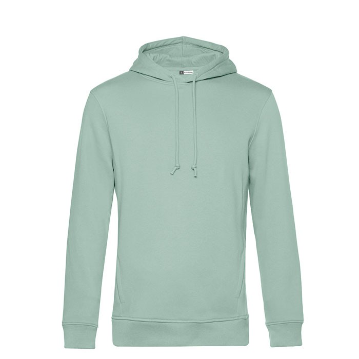 Sudadera moderna de algodón orgánico con capucha 280 g/m2 B&C color verde menta vista de impresión