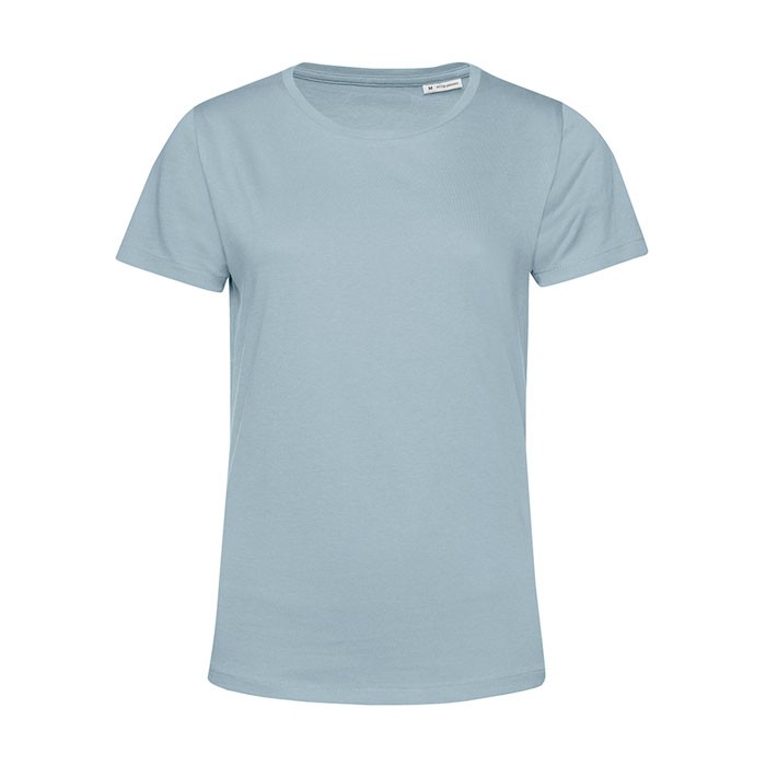 Camiseta de algodón orgánico para mujer manga corta 150 g/m2 B&C color azul grisáceo vista de impresión
