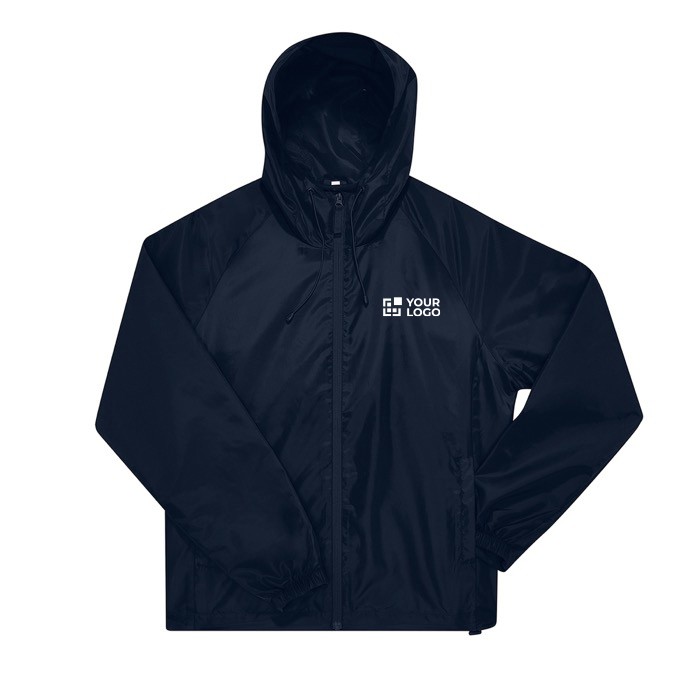 Cortavientos plegable de poliéster reciclado repelente al agua B&C vista de impresión