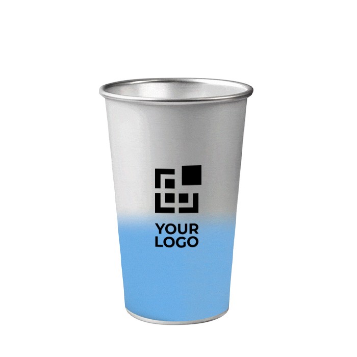 Vaso de aluminio reciclado que cambia de color con líquido frío 450ml vista de impresión