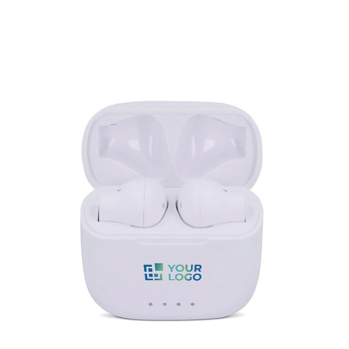 Auriculares inalámbricos ergonómicos en estuche personalizable vista principal Auriculares inalámbricos ergonómicos en estuche personalizable vista principal