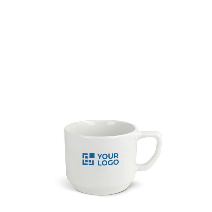 Taza de cerámica blanca con una asa rectangular compacta 250ml vista principal