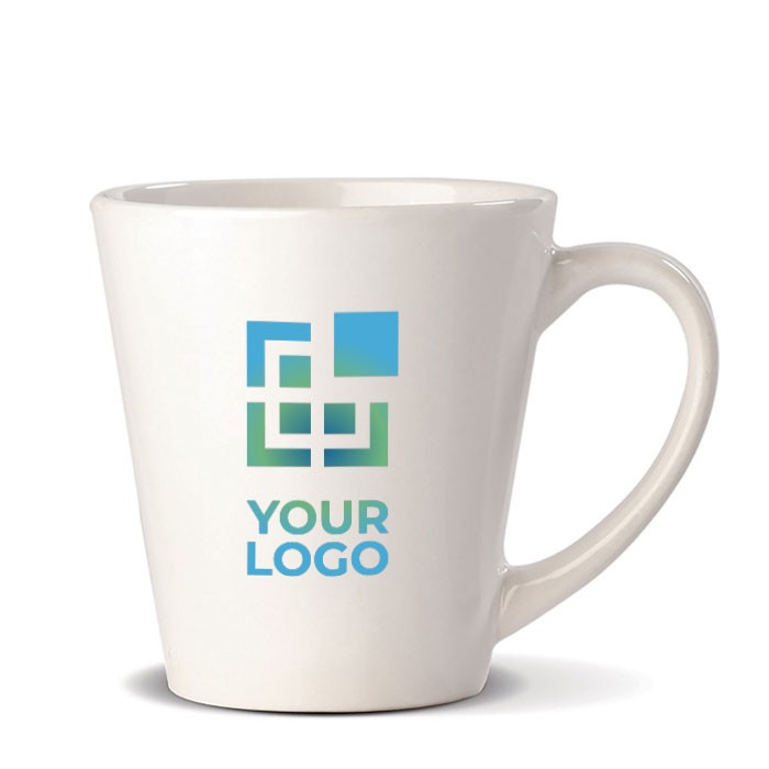 Taza blanca de cerámica especial para sublimación 350ml vista principal Taza blanca de cerámica especial para sublimación 350ml vista principal