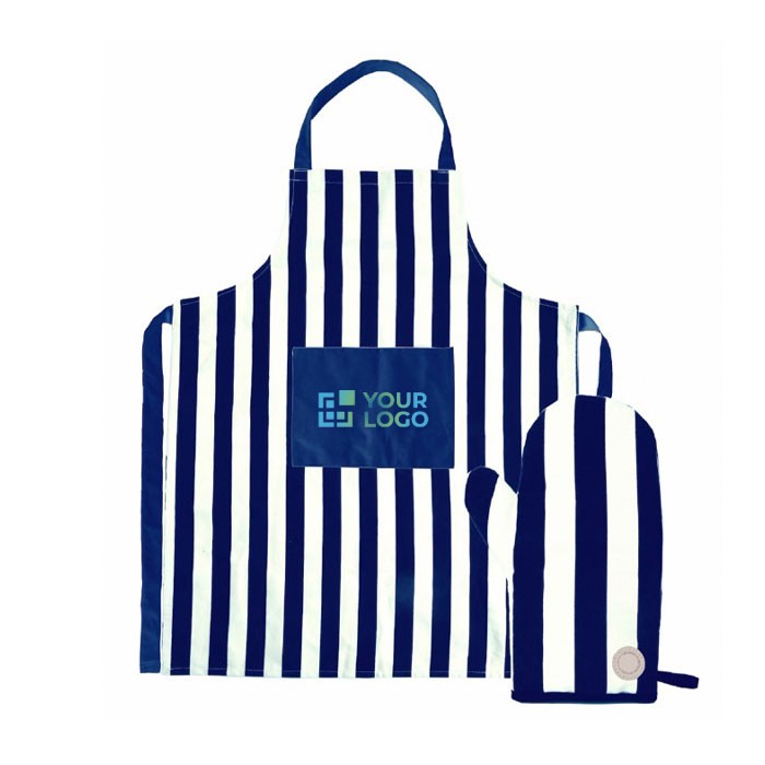 Set de delantal y guante de barbacoa con diseño a rayas Segaform vista principal