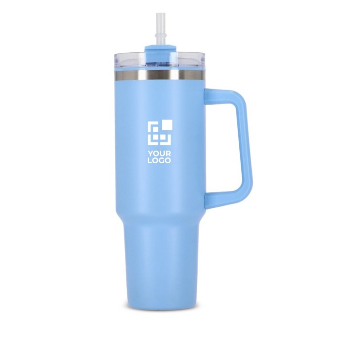 Vasos termo personalizados grandes de acero inoxidable con pajita 1,2L vista principal