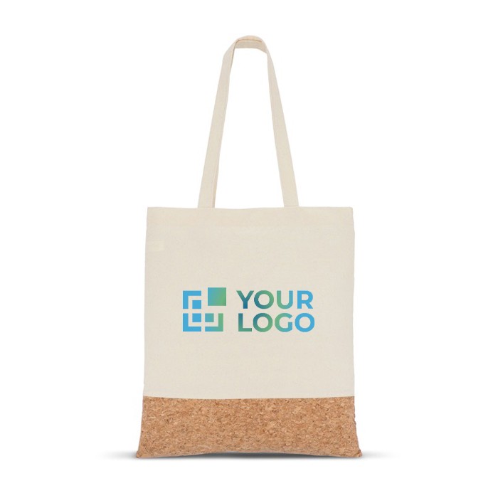 Bolsa de algodón con detalle de corcho en la base 170 g/m2 vista principal Bolsa de algodón con detalle de corcho en la base 170 g/m2 vista principal