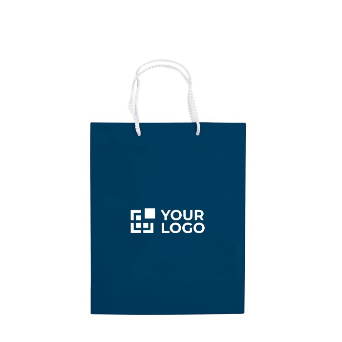 Bolsa mediana de papel laminado de colores con asa de cordón vista principal