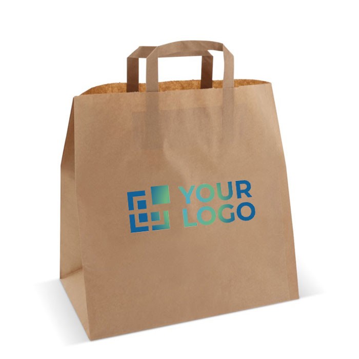 Bolsa de papel kraft grande con asas de papel y certificación FSC vista principal