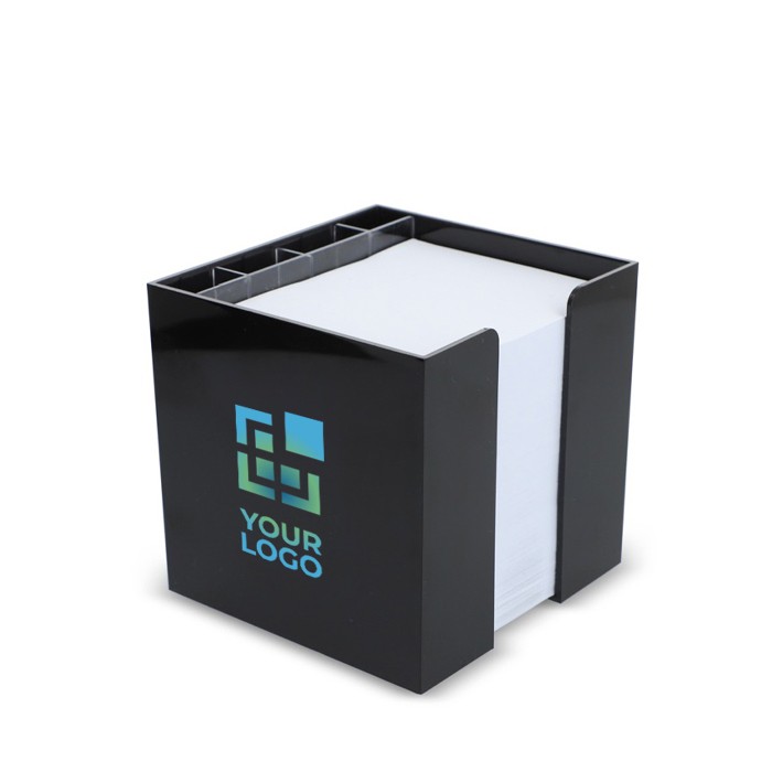 Cubo de notas de 800 hojas lisas FSC en caja con compartimientos vista principal Cubo de notas de 800 hojas lisas FSC en caja con compartimientos vista principal