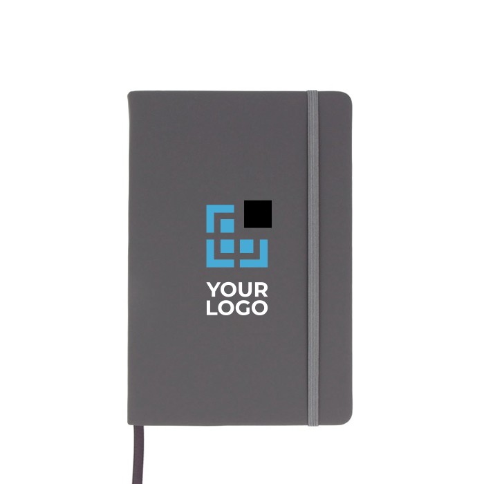 Libreta de RPET y PU de colores vivos con cinta a juego y papel FSC A5 vista principal Libreta de RPET y PU de colores vivos con cinta a juego y papel FSC A5 vista principal