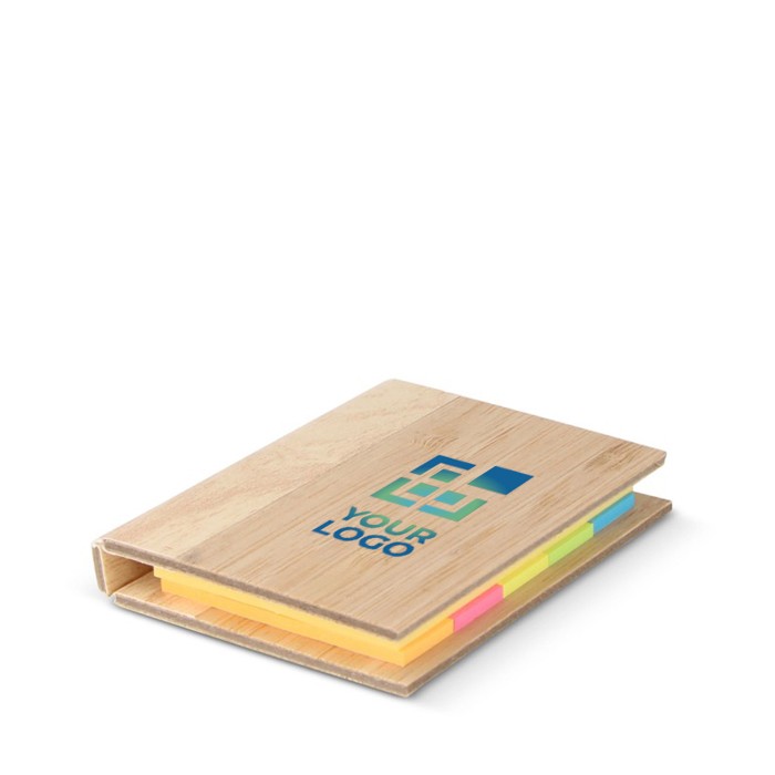 Notas adhesivas de distintos tamaños y colores con tapa de bambú vista principal