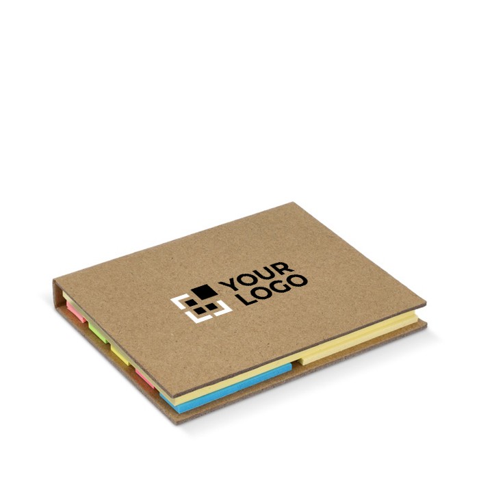 Notas adhesivas de distintos tamaños en cuadernillo de papel craft vista principal Notas adhesivas de distintos tamaños en cuadernillo de papel craft vista principal