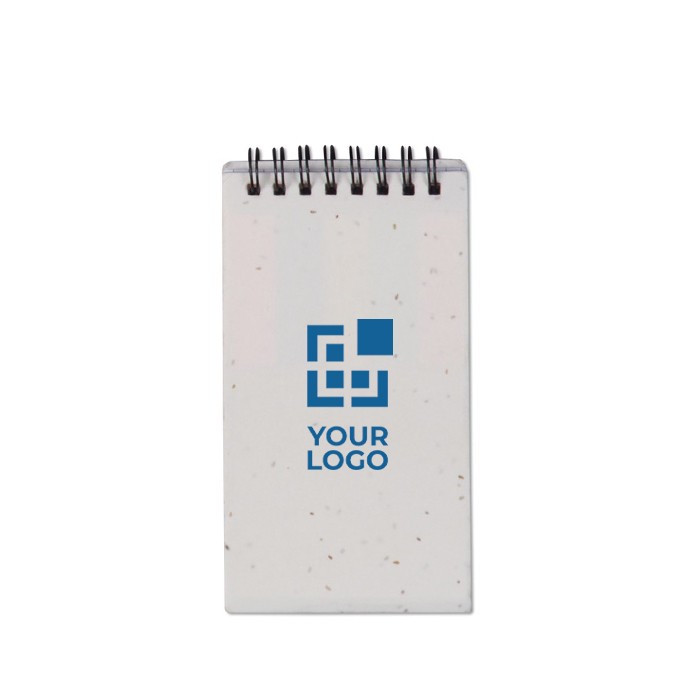 Bloc de notas ecológicas con tapa biodegradable que florecen en flores vista principal Bloc de notas ecológicas con tapa biodegradable que florecen en flores vista principal