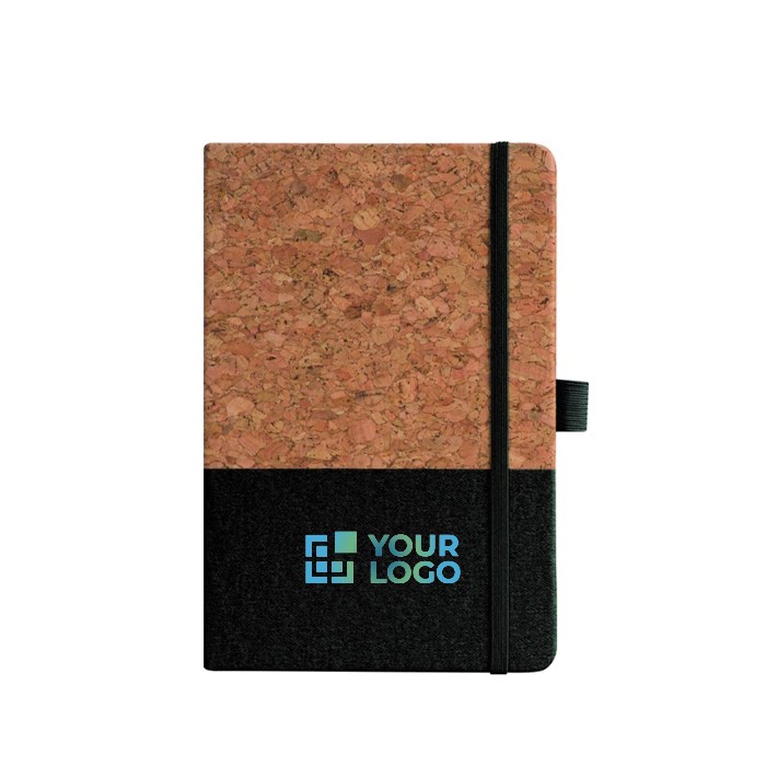 Libreta de corcho y piel vegana con correa elástica a juego A5 vista principal Libreta de corcho y piel vegana con correa elástica a juego A5 vista principal