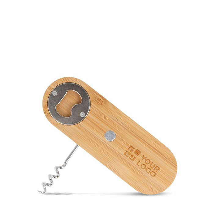 Abridor de bambú 2 en 1 para abrir botellas y corchos vista principal
