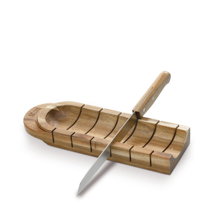 Práctica tabla de madera de acacia especial para cortar pan vista principal
