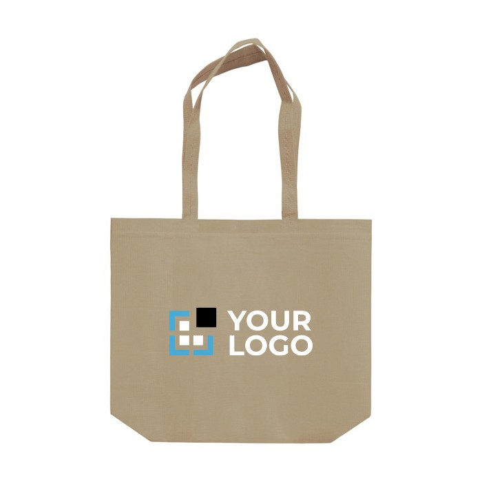 Bolsa ecológica hecha de RPET con fuelle extra y asas a juego 100 g/m2 vista principal Bolsa ecológica hecha de RPET con fuelle extra y asas a juego 100 g/m2 vista principal