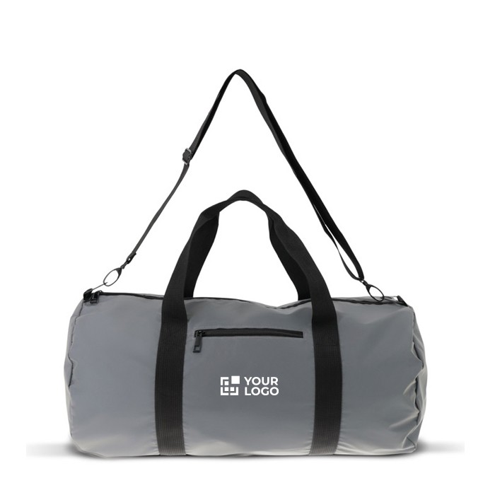 Bolsa deportiva reflectante con doble asa y bolsillo con cremallera vista principal Bolsa deportiva reflectante con doble asa y bolsillo con cremallera vista principal