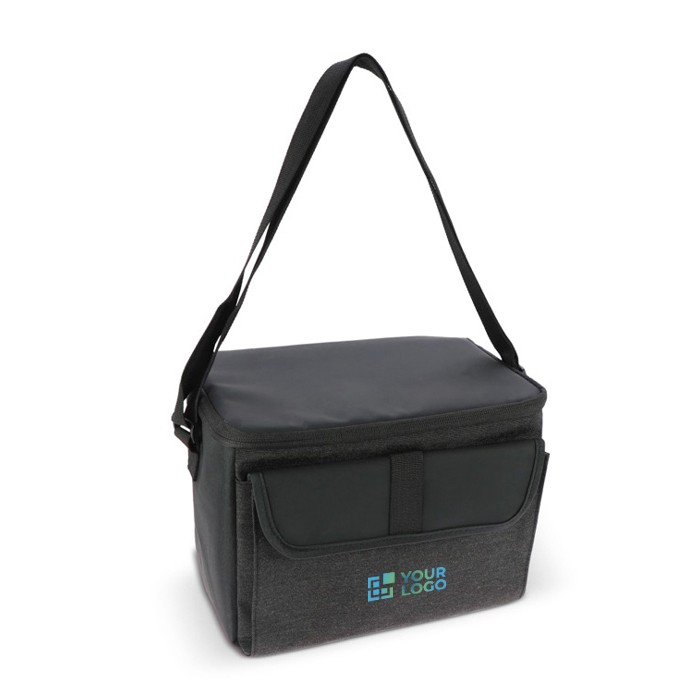 Bolsa nevera promocional negra de RPET con correa para el hombro 8L vista principal