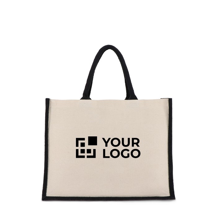 Bolsa de algodón con laterales y fondo de yute de colores 320 g/m2 vista principal