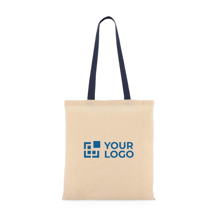 Bolsa de algodón OEKO-TEX con asas de colores 140 g/m2 vista principal