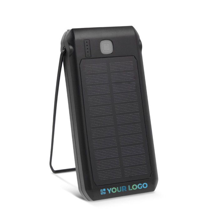 Batería externa personalizada y linterna recargable con energía solar vista principal