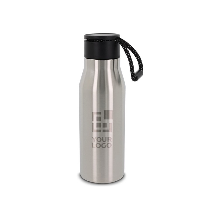 Botella de acero inoxidable en colores mate con cuerda 600ml vista principal Botella de acero inoxidable en colores mate con cuerda 600ml vista principal