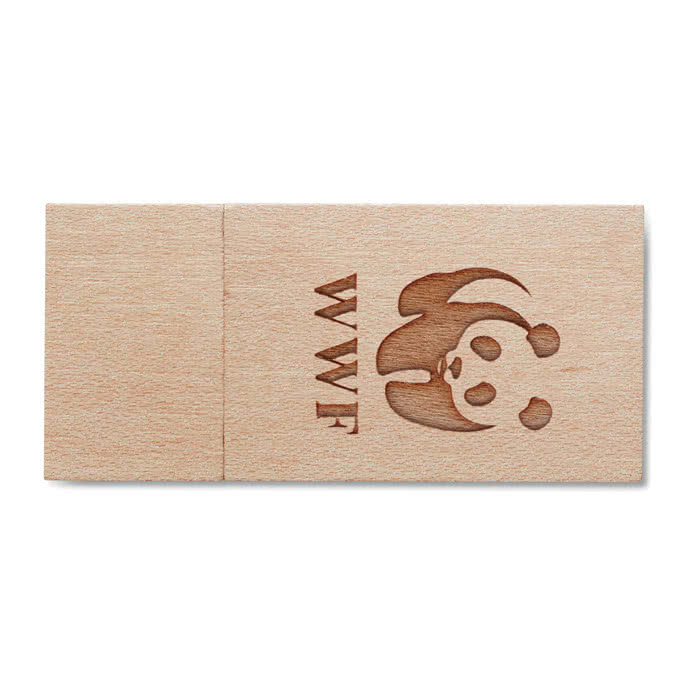 Memoria usb de madera grabada con logo