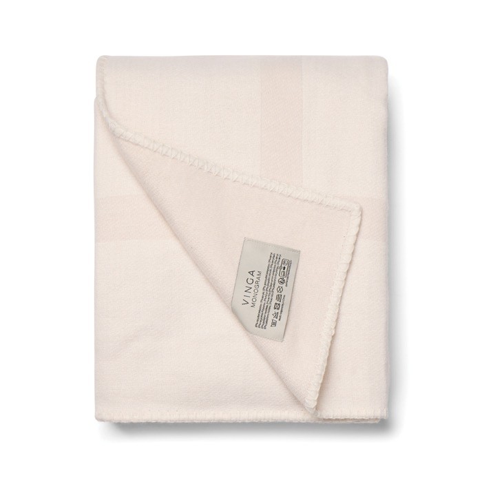 Manta elegante en poliéster reciclado con tacto suave y cálido 260 g/m2 color blanco roto tercera vista