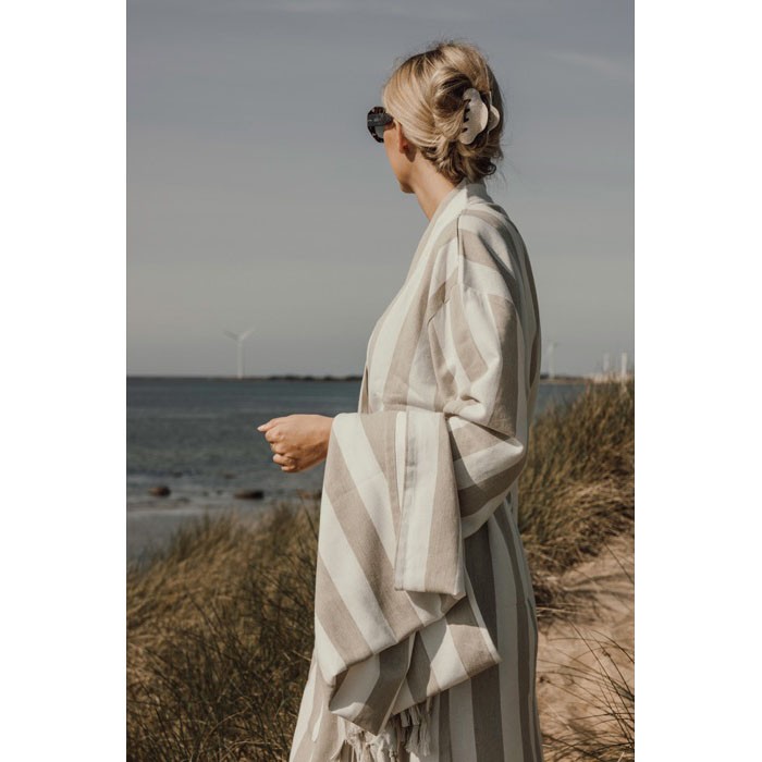 Bata de algodón reciclado estilo hammam con ajuste S/M 200 g/m2 color beige