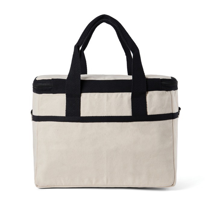 Nevera de algodón reciclado con correa para el hombro y asas color blanco roto segunda vista Nevera de algodón reciclado con correa para el hombro y asas color blanco roto segunda vista