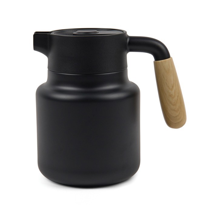 Jarra térmica de acero inoxidable reciclado con tapa antigoteo 1,2L color negro segunda vista Jarra térmica de acero inoxidable reciclado con tapa antigoteo 1,2L color negro segunda vista