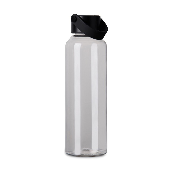 Botella RPET de diseño minimalista con tapa de acero y asa 550ml color transparente tercera vista