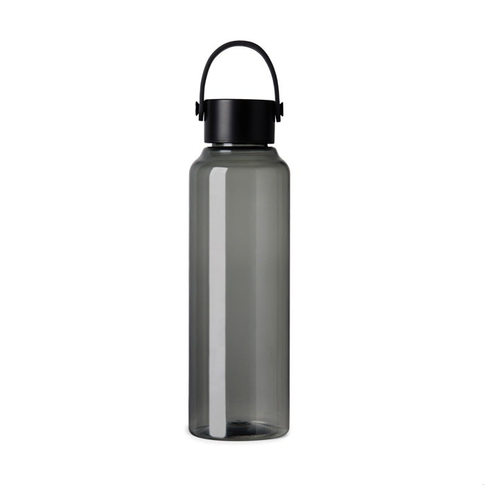 Botella RPET de diseño minimalista con tapa de acero y asa 550ml color negro