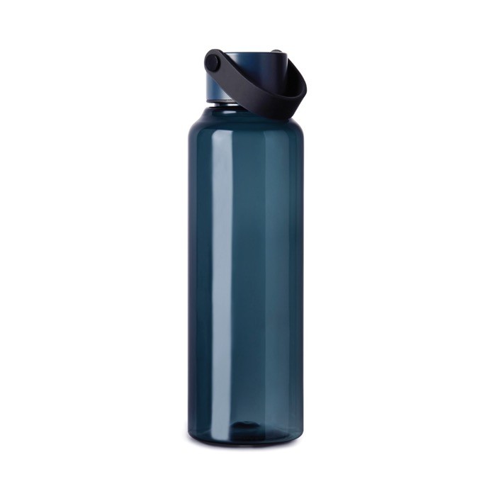 Botella RPET de diseño minimalista con tapa de acero y asa 550ml color azul marino tercera vista
