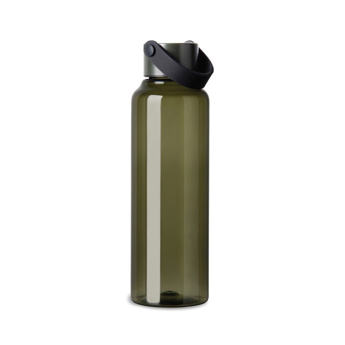 Botella RPET de diseño minimalista con tapa de acero y asa 550ml color verde tercera vista