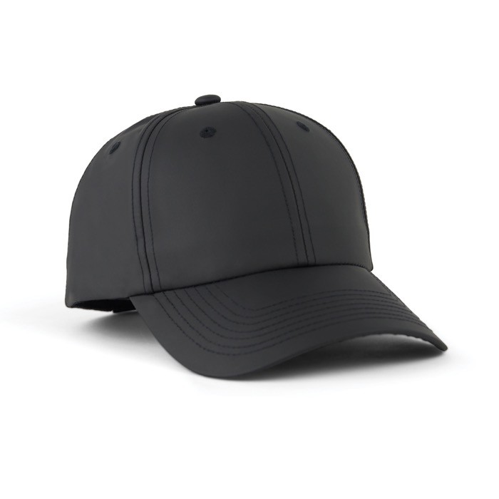 Gorra de RPET de 6 paneles con cierre de hebilla ajustable 85 g/m2 color negro